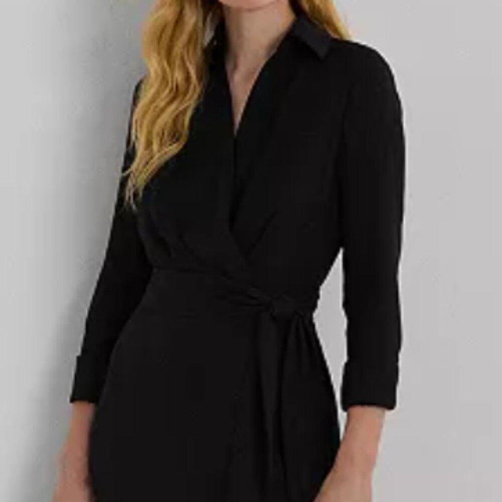 NWT Ralph Lauren Belted Long-Sleeve Georgette Midi Dress Sizes 14 & 16